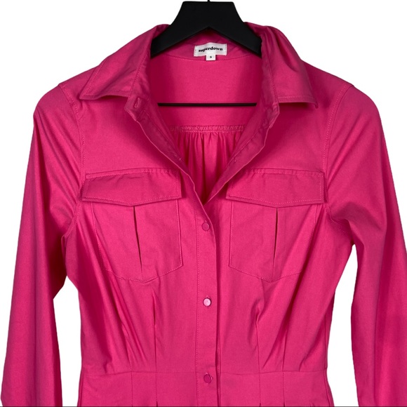 Superdown Revolve Alicia Button Up Jumpsuit Pink - Picture 3 of 14